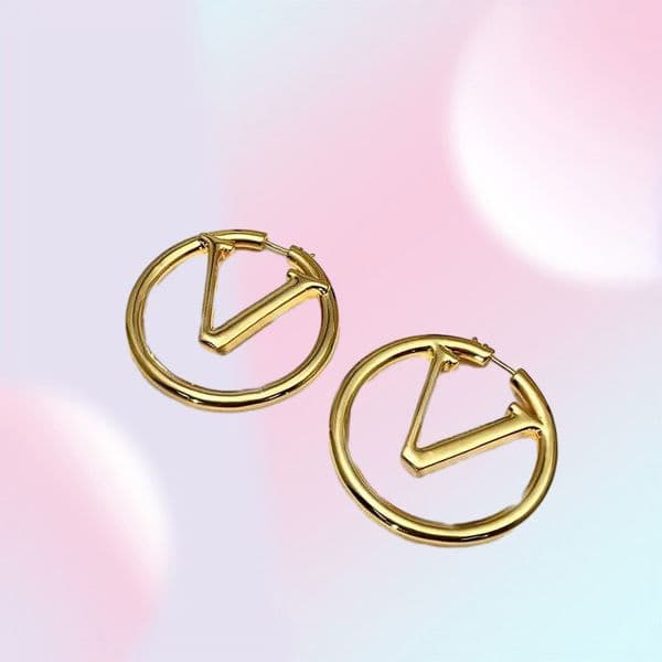 Designer Pendant Ear ring Stud Big Circle Hoop For Women Earring Luxurys Designers Letter V Stud Earrings Gift