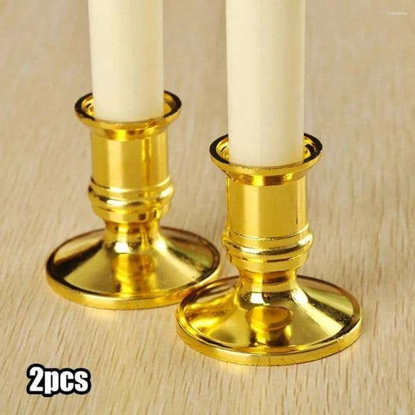 Candle Holders 2pcs Traditional Shape Taper Standard Silver/Gold Candlestick Electronic Candles Wedding Dinner Home Decor
