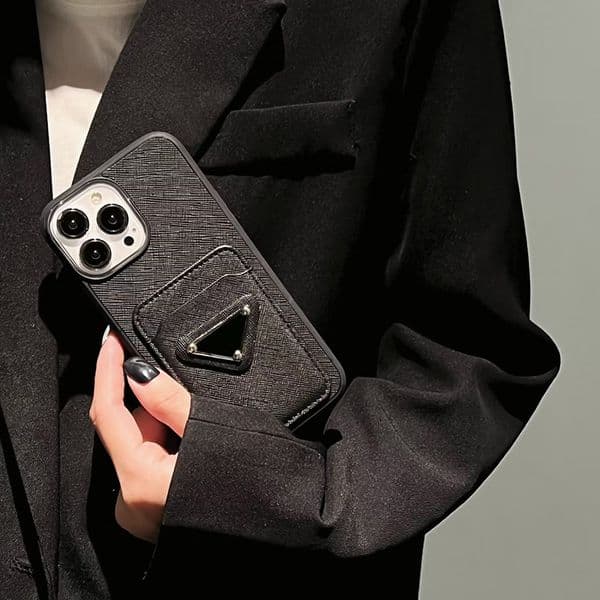 Card Phone Case for Phone Pro Luxury Leather Bumper Coverage Patched Pocket Lens Ring Soft Shell Back Cover Coque Funda Black R251211
