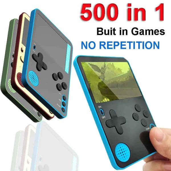 Handheld 500 Classic Games LCD Portable Retro Video Mini Game Console Rechargeable for Kids and Adults 240124