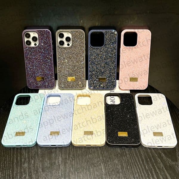 Brand Phone Case Designer Glitter iPhone Case for iPhone 17 Pro Max 16 15 14 13 12 11 14promax Case Luxury Bling Sparkling Rhinestone Diamond Jewelled 3D Mobile Cover