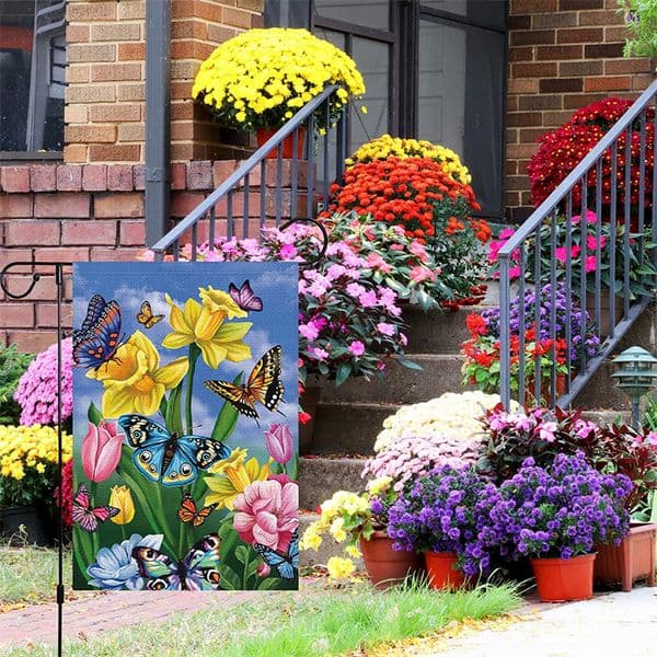 Spring Summer animals flowers birds Garden flag Double sided welcome garden flag decoration courtyard yard flag linen material P258