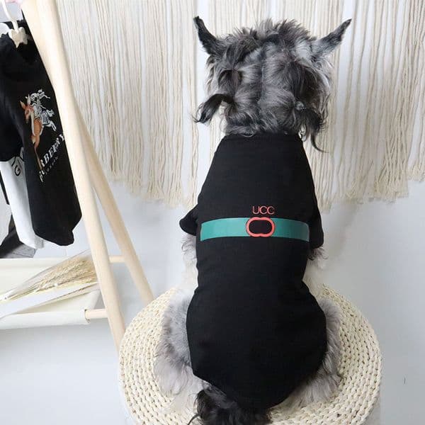 Designer Summer New Pet T-shirt Black White Classic Letter Logo Printed Dog Short Sleeve Clothing Schnauzer Teddy Fighting Pet Pure Cotton Clothing