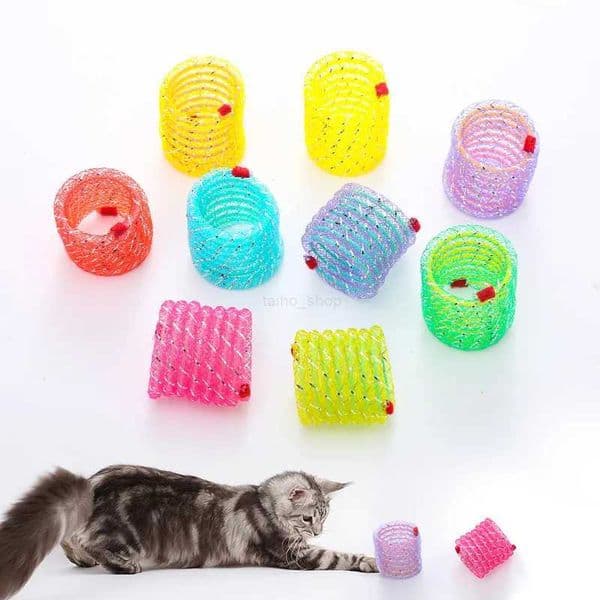 Cat Toys Interactive Cat Spring Toy Colorful Springs Cat Pet Toy Coil Spiral Springs Pet Product for Cats Toy Kitten AccessoriesXJ240801
