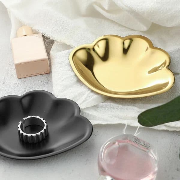 Beautiful Plating Metal Plates Stainless Steel Seashell Shape Small Decorative Tray Womans Jewelry Organizer 240731