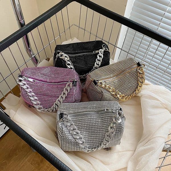 Fashion Sparkle Rhinestone Evening Bag Womens Trend y Handbag Nightclub Carnival Party Ten Font Underwear 240823