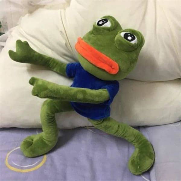 45cm Toy Soft Stuffed Pillow Magic Expression Pepe The Sad Frog Animal Plush Doll Birthday GIfts For Girls Boys 240722 W260306