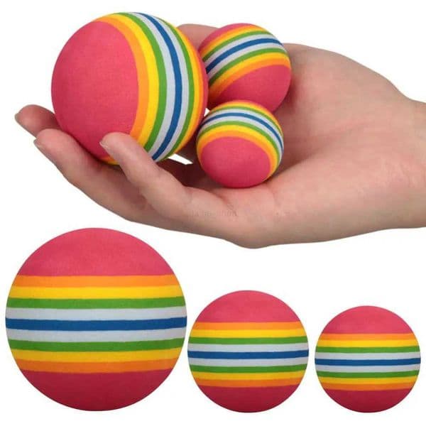 Colorful Pet Toy Balls Rainbow Foam Ball Interactive Cat Toys Chewing Rattle Scratch Natural Foam Ball Training Pet SuppliesXJ240801