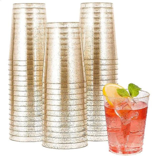 2026 25 Pieces/Set Of 10Oz Hard Plastic Disposable Sparkling Tiramisu Ice Cream Cups perfume For cologne Parties And Weddings Free Shipping