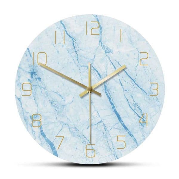 Nordic Marble Texture Printed Wall Clock Blue Home Decor Creative Living Room Clock Modern Simple Wall Art Silent Wall ClockM240731