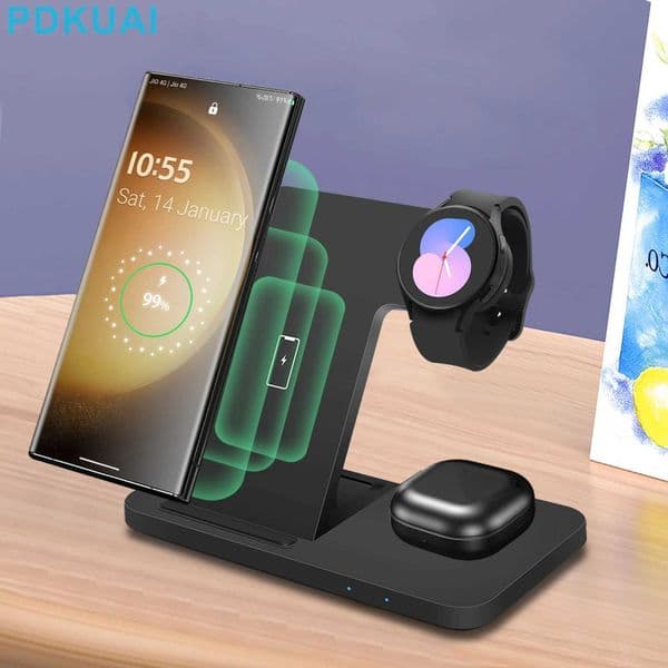 Wireless Charger for Samsung S23 S22 S21 Note20 Z Flip 4/3 Z Fold 3 in 1 Fast Charging Station for Galaxy Watch 5/5 Pro/4/3 BudsM240731