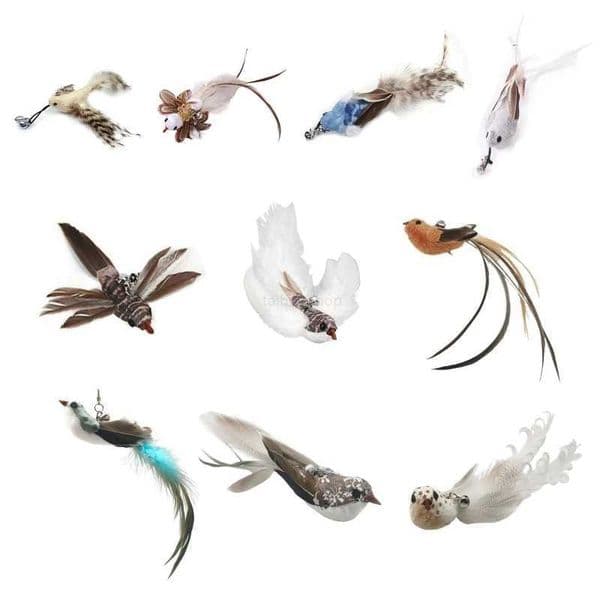 Simulation Bird Cat Toy Feather Bird with Bell Kitten Wand Toy Replacement Heads Cat Teaser Interactive Cat Toy AccessoriesXJ246521