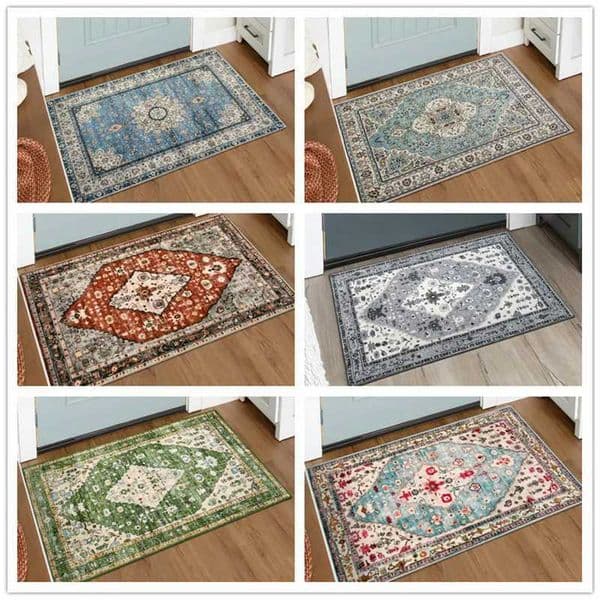 2026 Designer Lahome Oriental Flower Medal Printing Door Mat Retro Anti Slip Washable Home Decoration Carpet Fading Cool Carpet Resistant Floor Kitchen Car Free