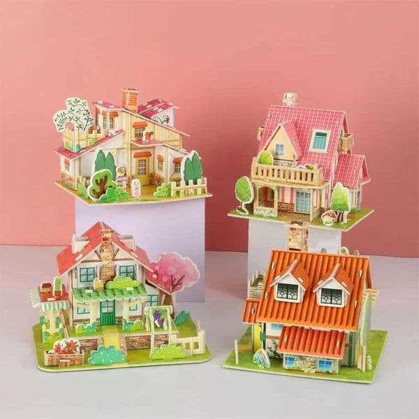 Creative DIY 3D Paper Card Puzzle Hand Assembled Houses Villas Building Model for Kids Handmade Educational ToysM240731