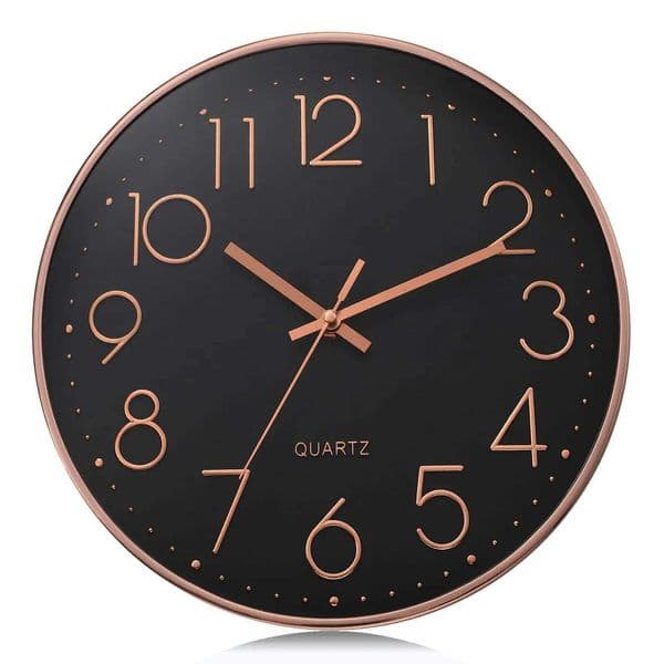 12 Inch 3D Numerals Easy to Read Wall Clock Classic Elegant Modern Silent Quartz Clocks for Living Room Bedroom OfficeM240731