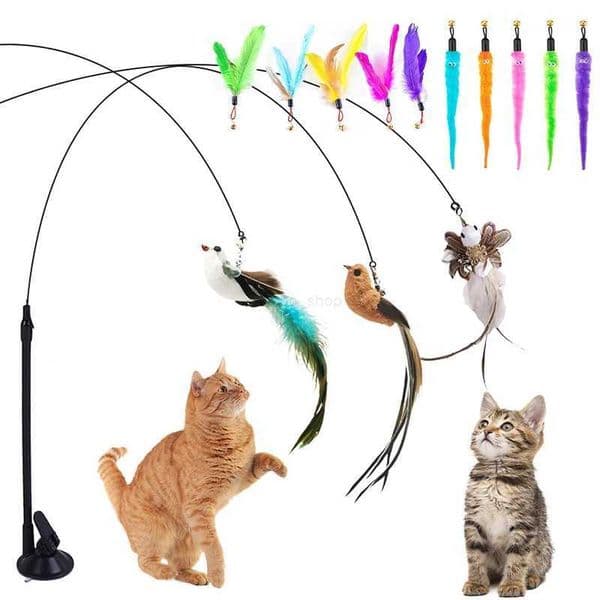 Interactive Cat Toy Funny Simulation Bird Feather with Bell Cat Stick Toy for Kitten Playing Teaser Wand Toy Pet Cats SuppliesXJ240801