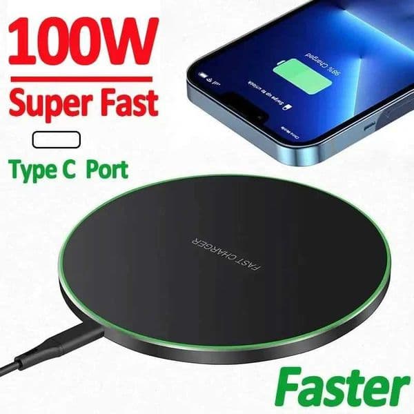 100W Wireless Charger Pad for iPhone 15 14 13 12 Pro Max XR X Samsung Galaxy S22 S21 S10 S9 Fast Charging Docking StationM240731