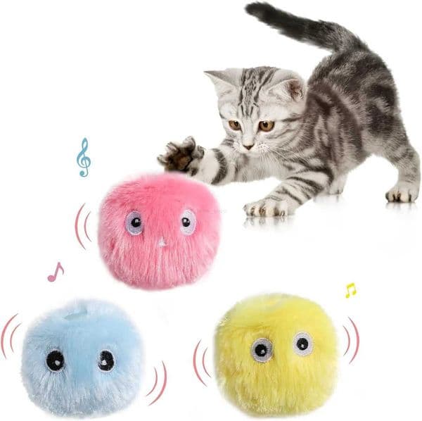 Smart Cat Toys Interactive Kitten Plush Ball Catnip Cat Training Toy Pet Playing Ball Pet Squeaky Supplies Toy for Cats KittyXJ240801