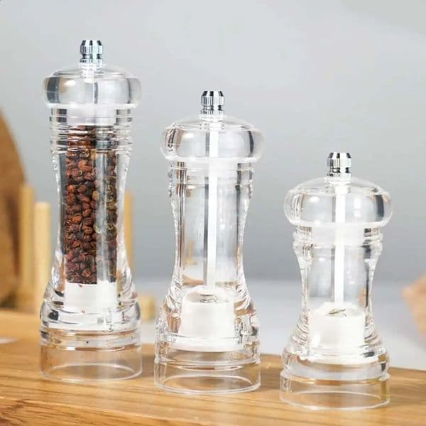 4/5/6 Inch Pepper Grinder Mill Salt Pepper Portable Transparent Spice Grinder Shakers Ceramic Kitchen Cooking Seasoning Tools 240801