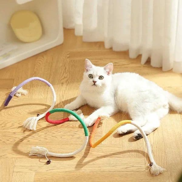 Cat Toys Interactive Molar Cotton Rope Toys Silvervine Cat Teaser Toy Clean Mouth Kitten Play Toy Pet Supplies AccessoriesXJ240801