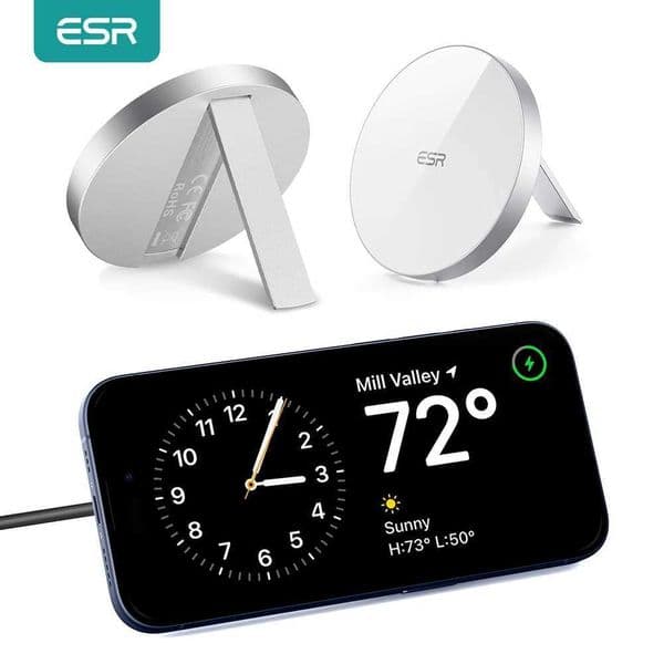 ESR HaloLock Kickstand Wireless Charger for iPhone 15 14 Pro Max 7.5W Qi Fast Charging A to C Wireless Charger for iPhone 13 ProM240731
