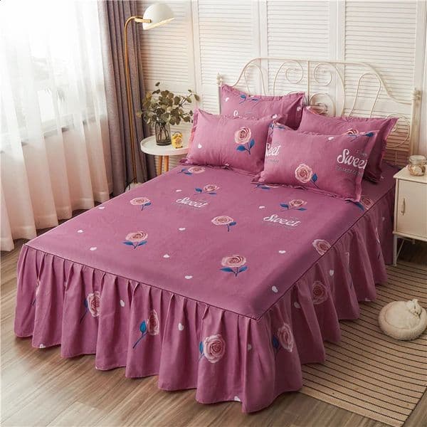 Korean style thickened brushed single bed skirt 1pc bed skirt pillowcase 3pcs 1.2m/1.5m/1.8m/2.0m bed machine washable 240801