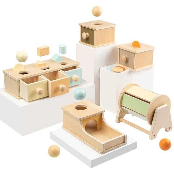 Montessori Infant Wooden Toys Coin Ball Busy Drum Color Shape Cognition Match Educational Sensory Toy Baby Teaching Aid Gifts Y240801