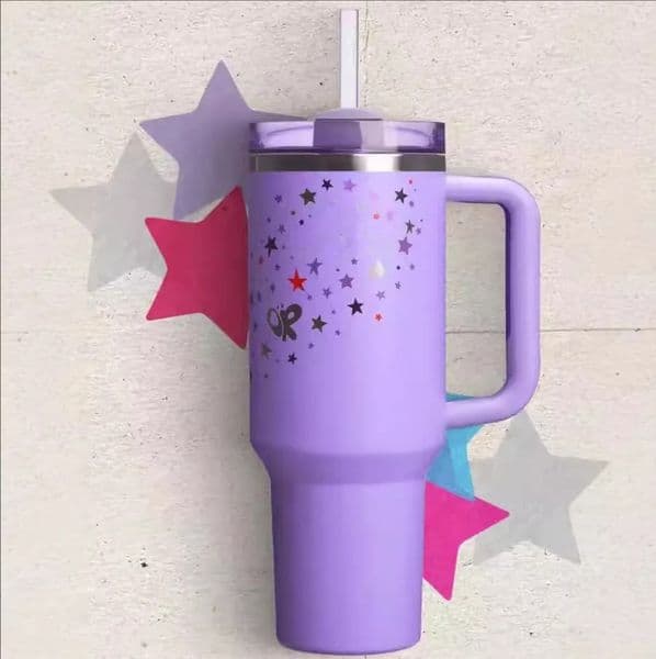 2026 Luxury Designer cologne Decor New 1Pc Purple Stars Cups 40Oz Stainless perfume Steel Tumblers With Handle Room Lid And Straw Thermos Water Bottles Insulate