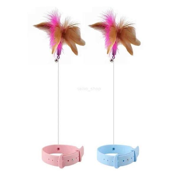 Interactive Cat Toys Funny Feather Teaser Stick with Bell Pets Collar Kitten Playing Teaser Wand Training Toys for Cats SuppliesXJ240801