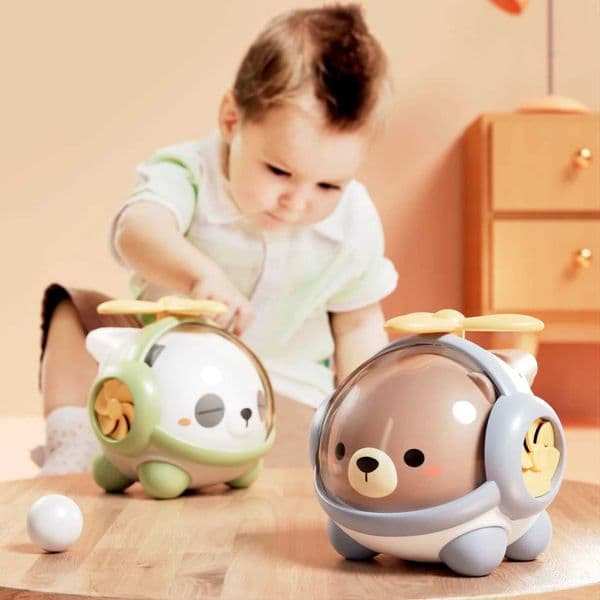 Baby Montessori Toys 3 in 1 Animal Panda Bear Helicopter Educational Whistling Spinner Toys for Travel Christmas Birthday Gifts Y240801