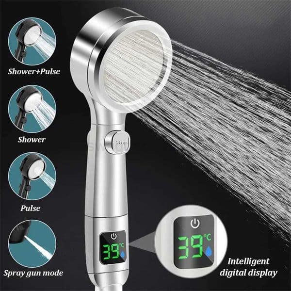 Temperature Digital LED Display Shower Head Water Saving Headshower for Baby Adult Bathroom 4Mode Adjustable Spray Shower HeadsXJ240802