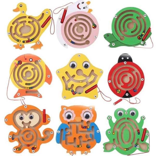 Children Magnetic Maze Toy Kids Wooden Puzzle Game Toy Kids Early Educational Brain Teaser Wooden Toy Intellectual Jigsaw Board Y240801