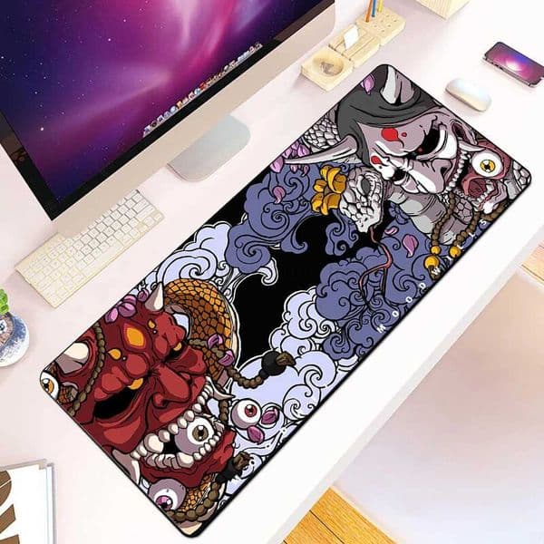 Japanese samurai devil Mousepad HD Printing Computer Gamers Locking Edge Non-slip Mouse Pad XXL90x40cm Keyboard PC Desk PadM240802