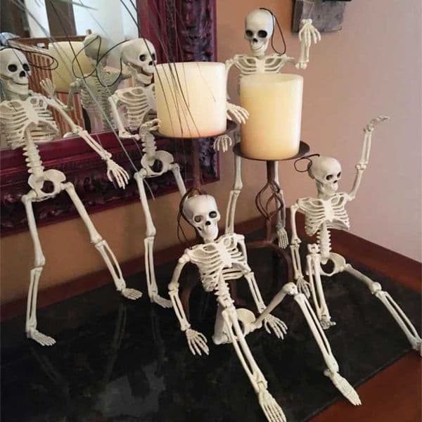 Skeleton Halloween Decorations 40cm Posable Funny Lifelike Plastic Skeletons for Haunted House Graveyard Scene Party Props Decor Y240801