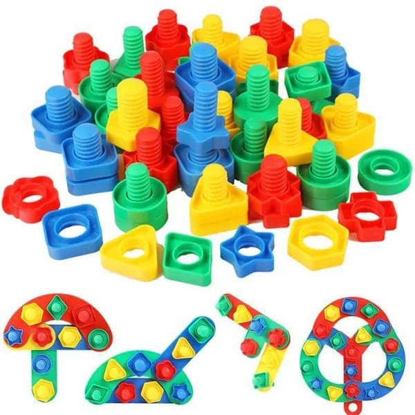 8 Set Screw Building Blocks Plastic Insert Blocks Nut Shape Toys for Children Educational Toys Montessori Scale Models Y240801