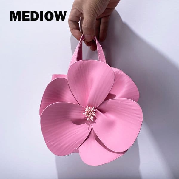 MEDIOW Ladies Evening Bags For Women Luxury Designer Handbag Purses 2024 New In PU Large Petals With Inner Pocket Chain Shoulder