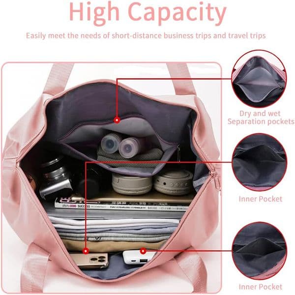 Large Capacity Sports Fitness Bag Portable Waterproof Foldable Double-layer Duffle Travelling Sports Dry Wet Separation Tote Bag