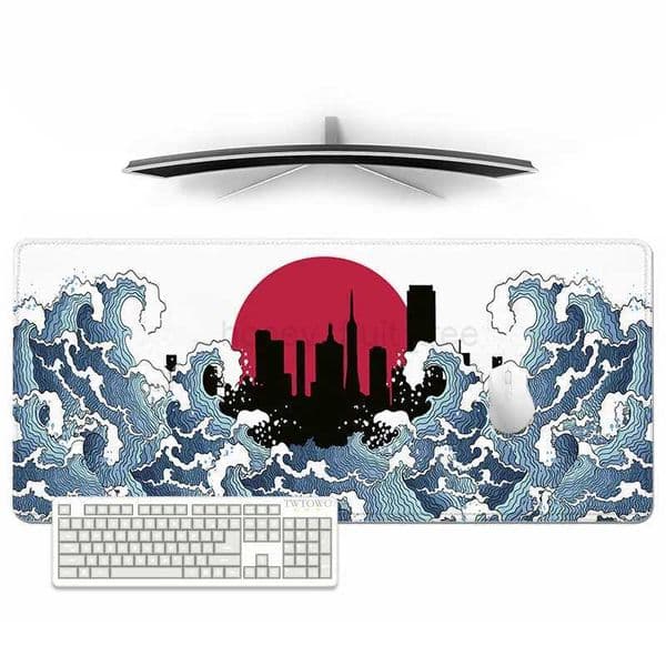 Japanese City Great Waves Mouse Pad Gamer XL HD Computer New Mousepad XXL MousePads Carpet Natural Rubber Desktop Mouse PadM240802