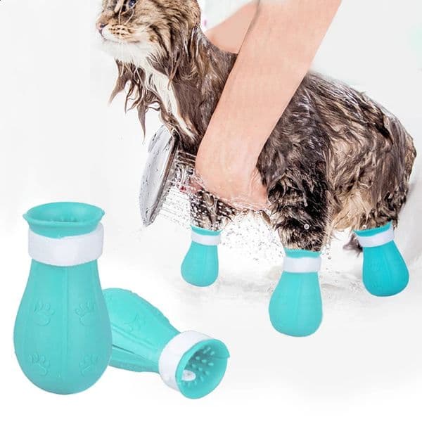 Cat Claw Protector Bath AntiScratch Shoes For Adjustable Pet Wash Boots Paw Nail Cover Grooming Supplies 240802