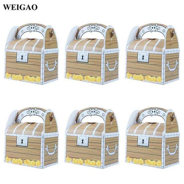 6pcs Pirate Treasure Boxes Goodie Candy Box Halloween Party Decorations Kids Pirate Theme Birthday Party Gift Boxes Party Favor Y240801