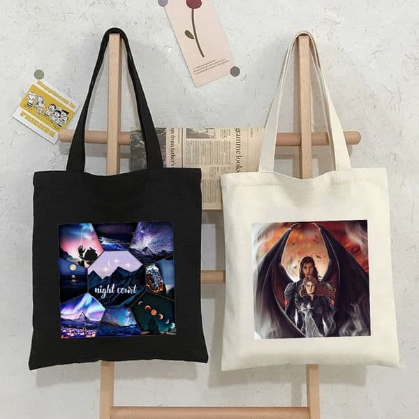 Night Court Moon Star A Court of Mist and Fury House of Wind ACOTAR Book Wingspan Women Canvas Shoulder Cotton Tote Bags Handbag