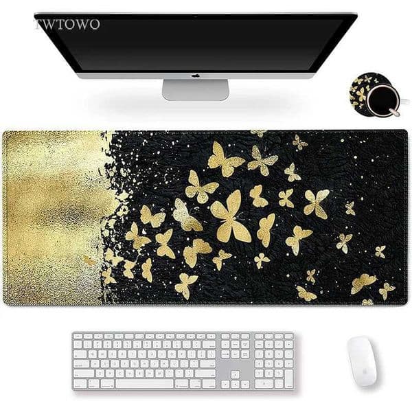 Golden Butterfly Mouse Pad Gamer XL Home Computer Mousepad XXL Desk Mats Office Non-Slip Soft Laptop Mice Pad Desktop Mouse PadM240802