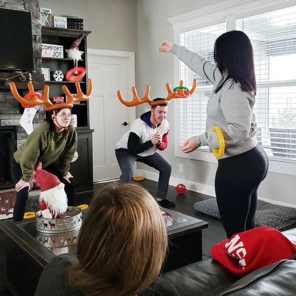 Christmas Inflatable Reindeer Antler Ring Toss Game Antler Shape Balloon Toys Birthday Family Christmas Party Decor Supplies Y240801