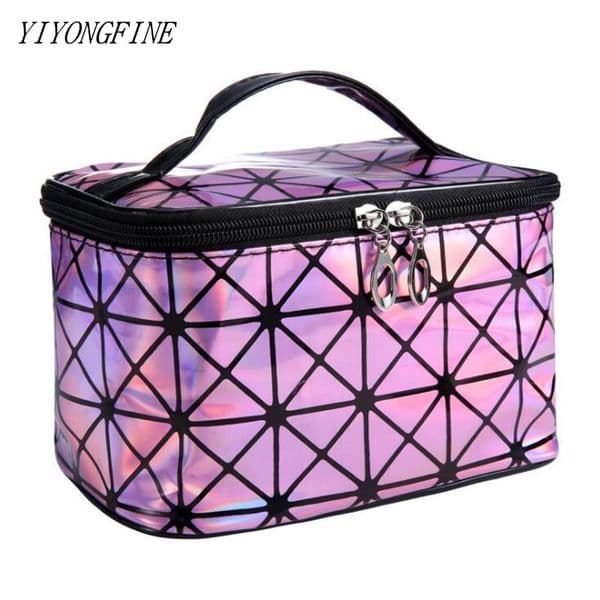 Women PU Sequin Makeup Bag Fashion Square Travel Portable Storage Toiletries Bag Cosmetic Storage Tote Waterproof Make-Up Cases