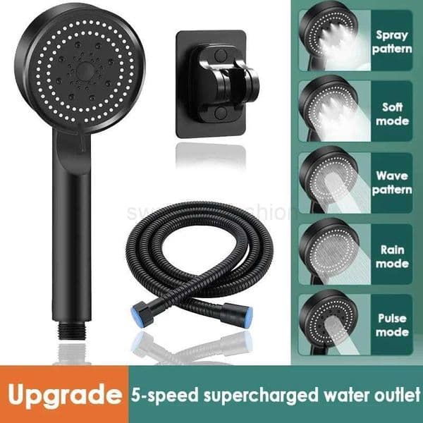 Booster Shower Head 5 Modes Household Adjustable High Pressure Water Massage Shower Head Handheld Spray Shower Bathroom SuppliesXJ240802