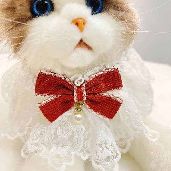 Pet cat collar princess style lace pet saliva towel bib for kitty bow 240802