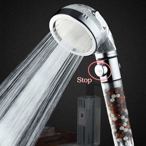 High pressure bathroom with 3 functions of spa shower head equipped with switch stop button anion filter shower head water-saving showerW240730
