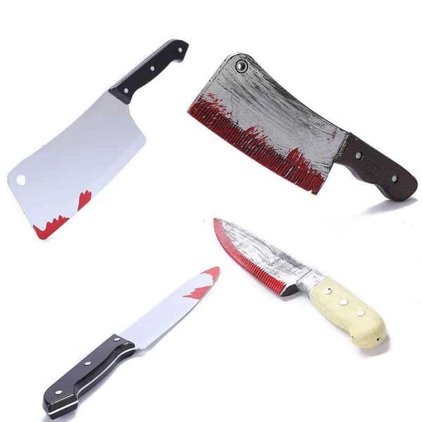 30cm Faked Bloody Sharp Knife for Halloween DIY Cosplay Props Decor Simulation Plastic Kitchen Knife halloween Party Supplies Y240801
