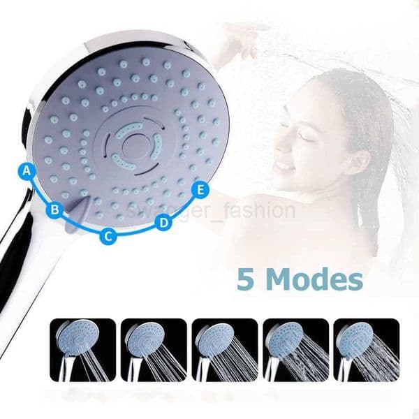 Chrome Plated Rainfall Shower Head 5 Modes Adjustable Water Saving Bath Handheld Shower Sprayer Nozzle Bathroom AccessoriesXJ240802