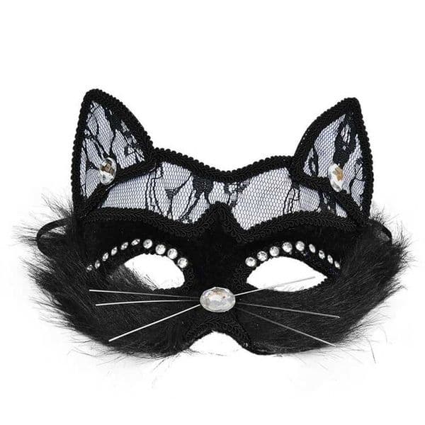 Women Luxury Christmas Black Lace Sexy Halloween Party Mask Cat Mask Venetian Masquerade Fancy Dress AccessoriesXJ240802